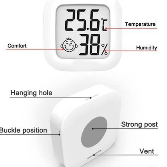 Mini Thermometer (Celsius) and Hygrometer for Indoors Multi-Function White - Picture 7 of 11